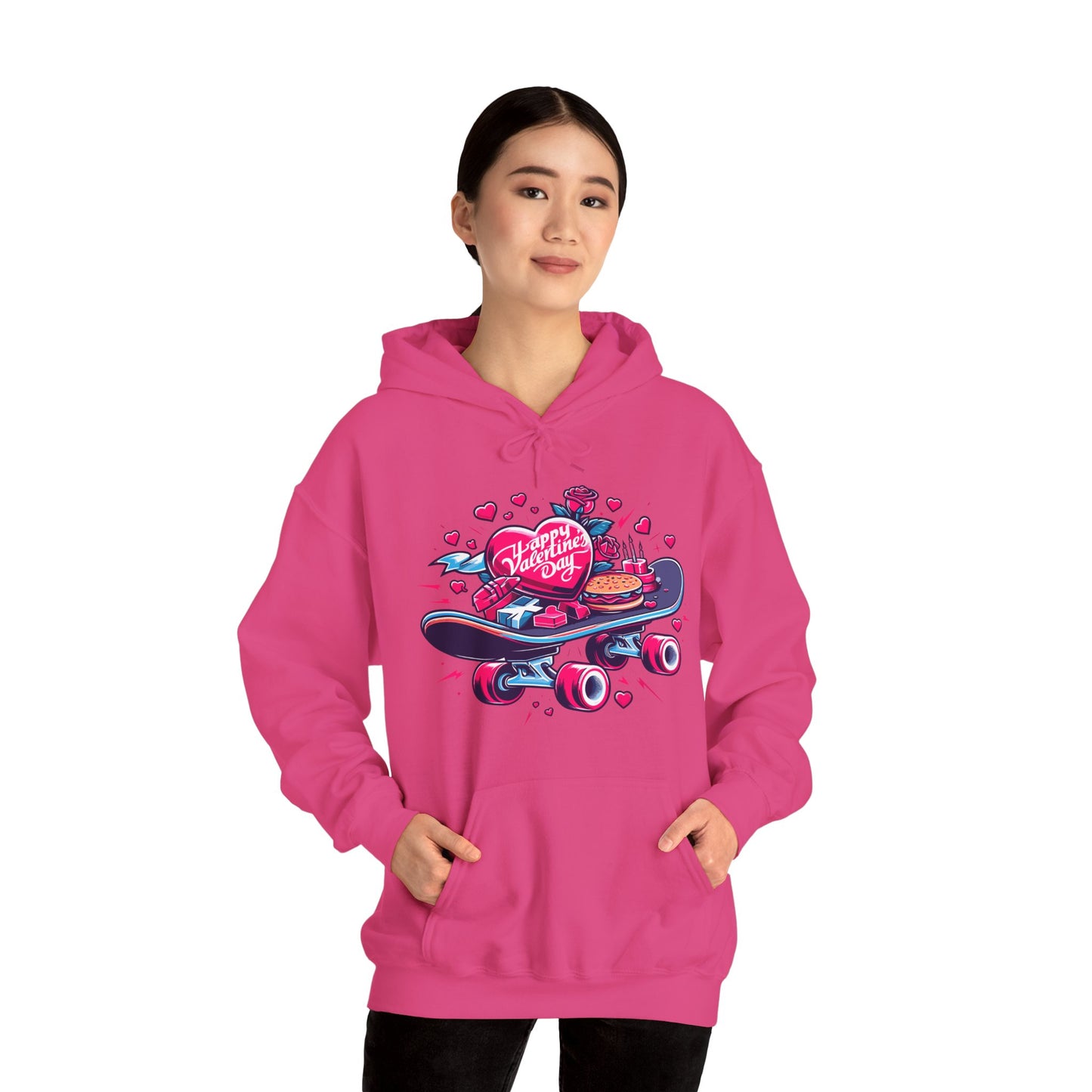 Skateboard Valentine's Hoodie | Edgy "Ride & Love" Graphic Sweatshirt | Funny Skater Gift