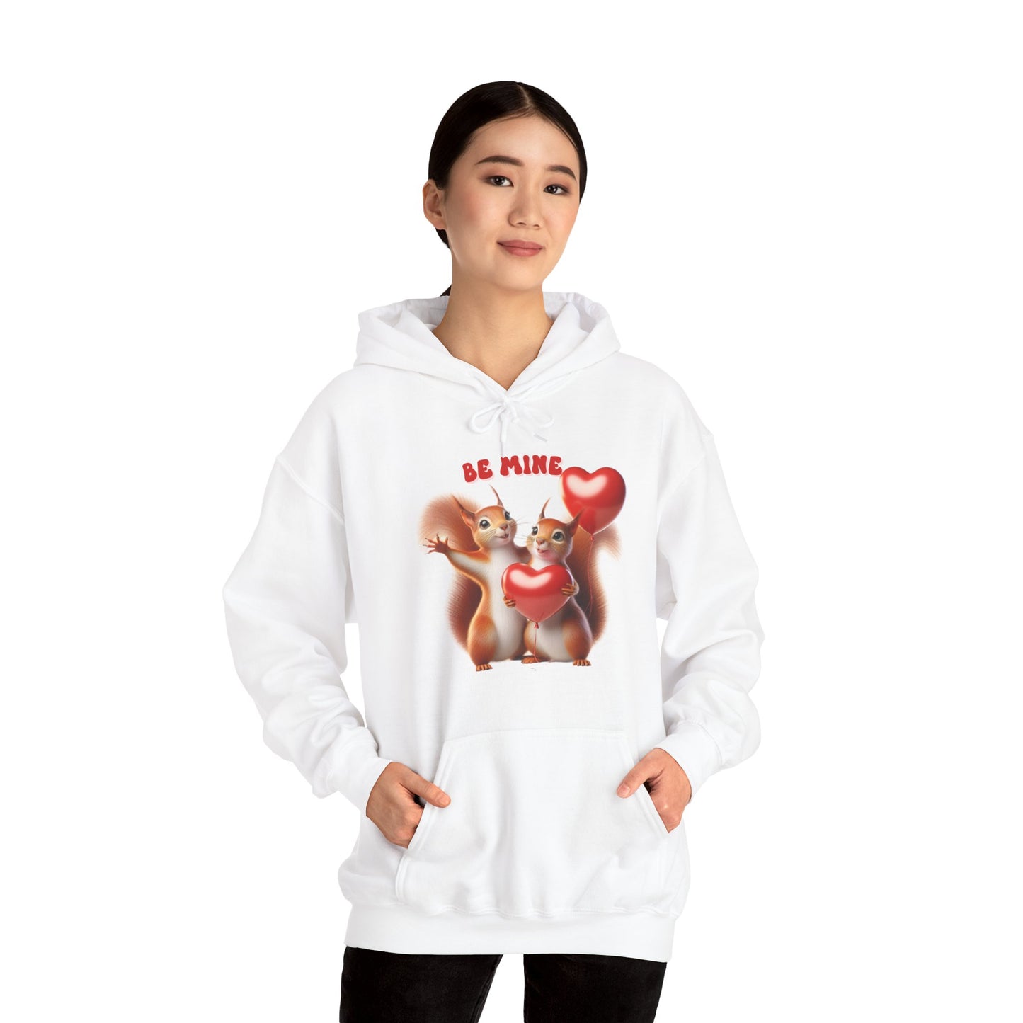 Nutty for You: "Be Mine" Squirrel Couple Love Heart Hoodie
