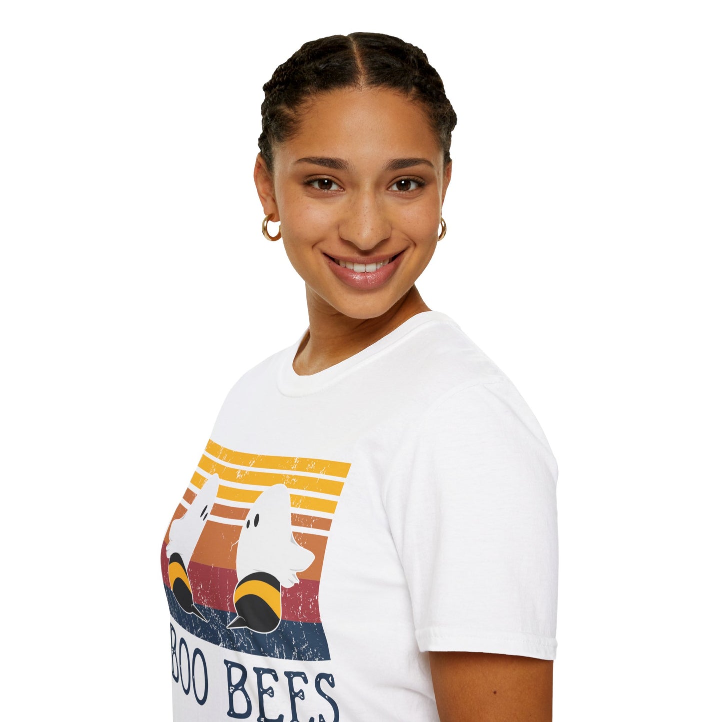 BOO BEES Retro Ghost‑Bee T‑Shirt – Funny Halloween Pun Tee for Spooky Season