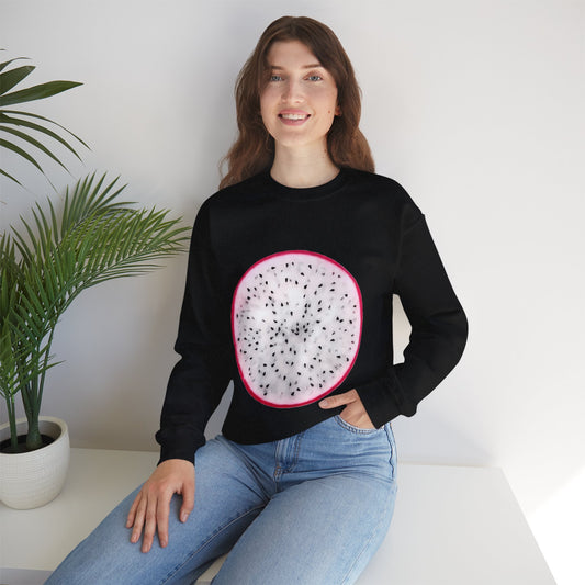 Dragon Fruit Slice Crewneck Sweatshirt | Aesthetic "Pitaya" Pullover | Funny Lazy Halloween Costume & Foodie Gif