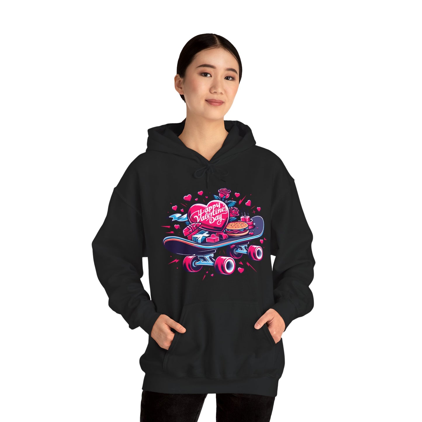 Skateboard Valentine's Hoodie | Edgy "Ride & Love" Graphic Sweatshirt | Funny Skater Gift