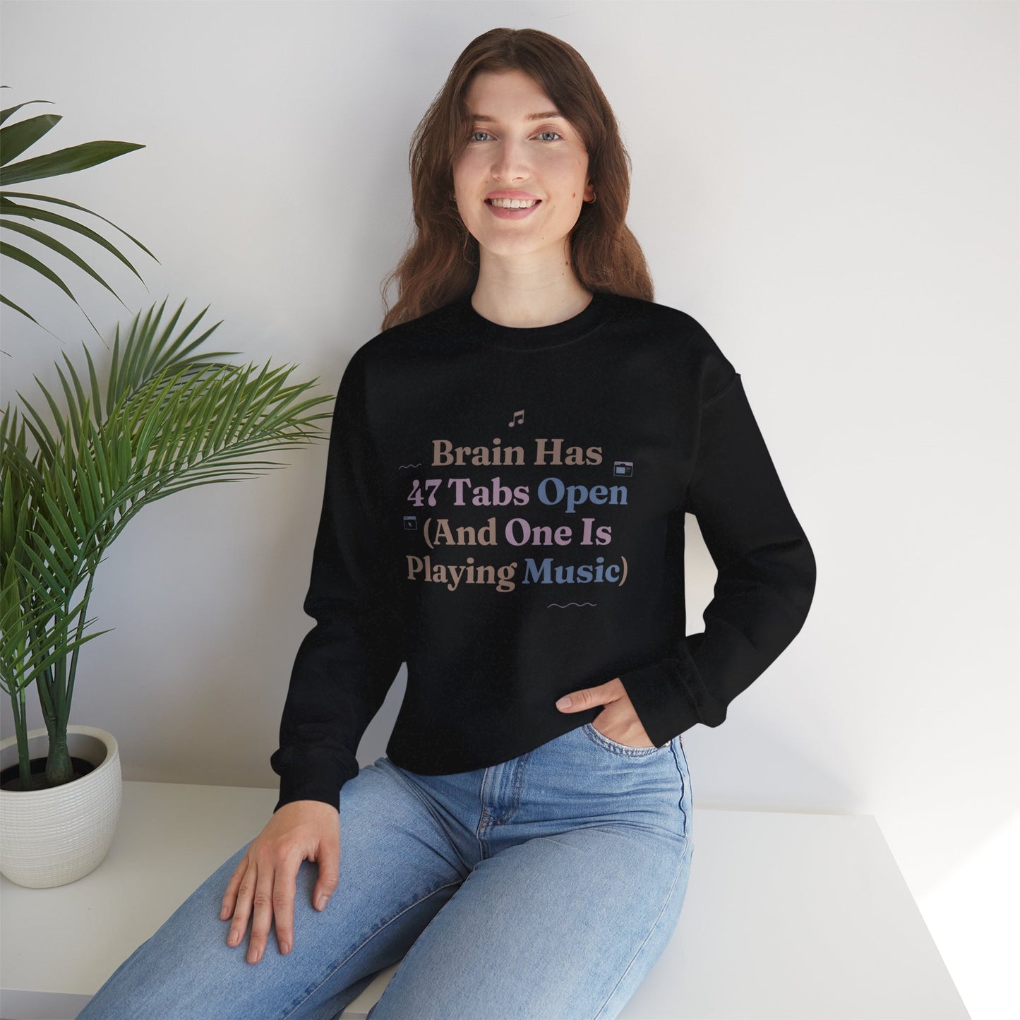 Hyperfocus Mode: '47 Tabs Open & Playing Music' Neurospicy Lofi Sweatshirt