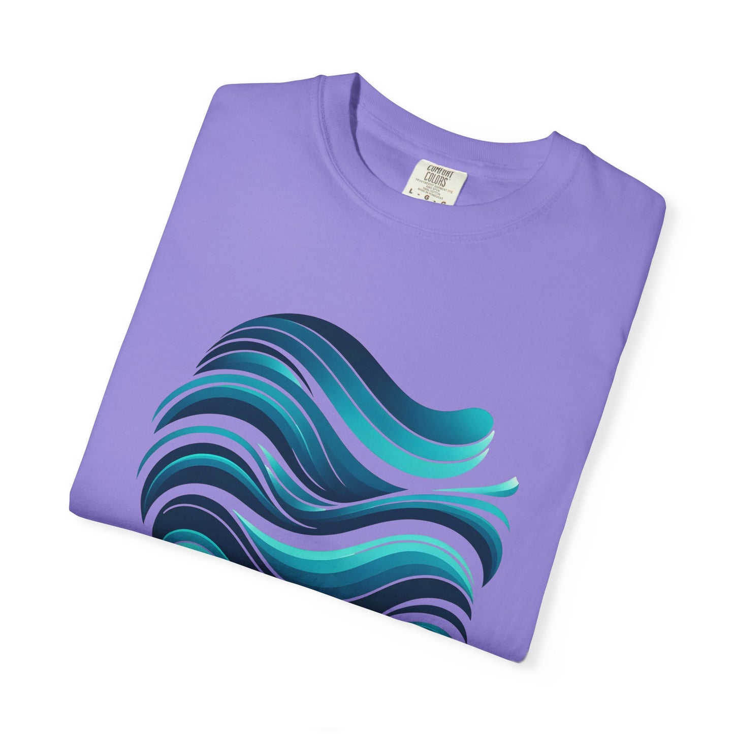 Abstract Ocean Wave T-Shirt  Modern Aqua Design   Artistic Sea Wave