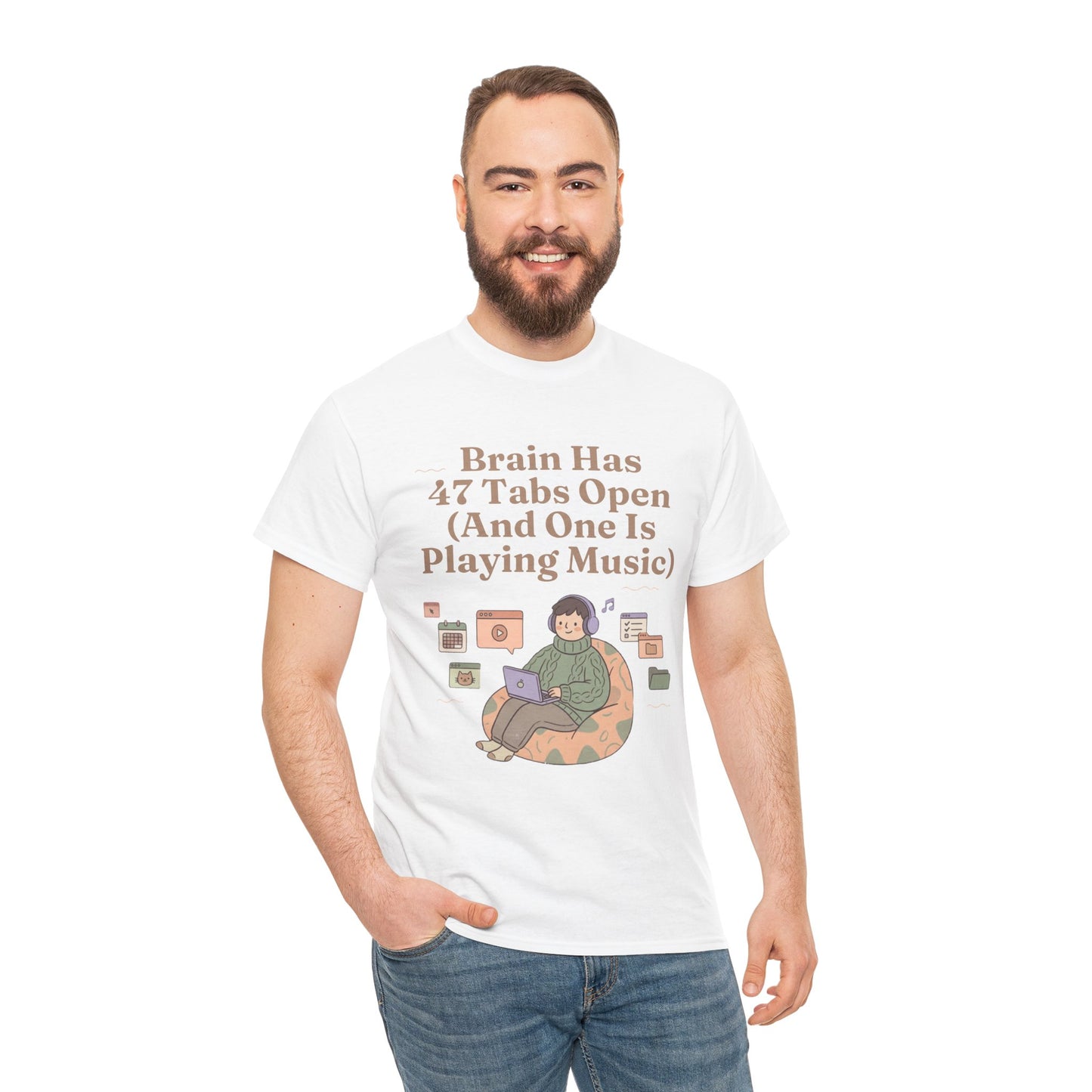 ADHD Lofi Aesthetic: 'Brain Has 47 Tabs Open (And One Is Playing Music)' Graphic Tee