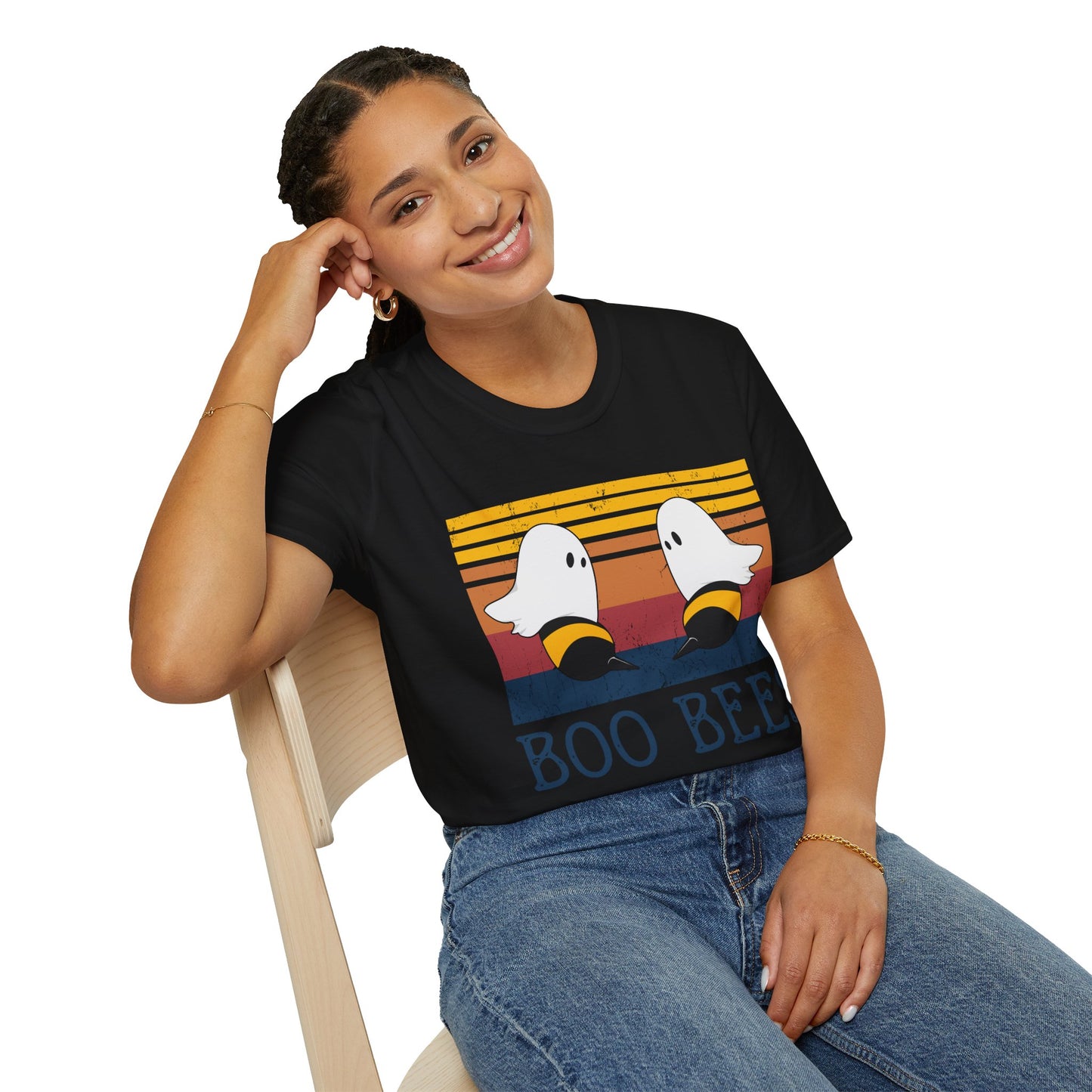 BOO BEES Retro Ghost‑Bee T‑Shirt – Funny Halloween Pun Tee for Spooky Season