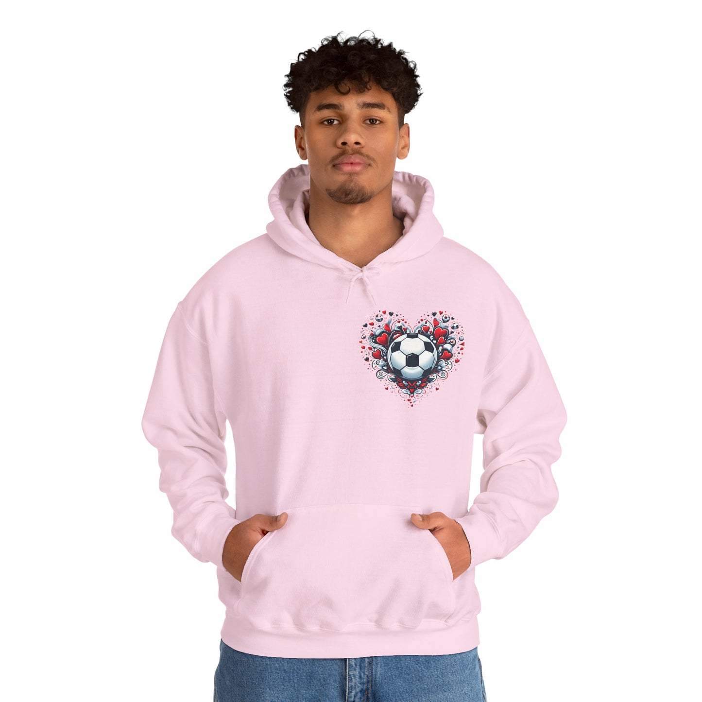 Love the Game Soccer Heart Hoodie | Minimalist Left-Chest Print | Soccer Mom & Fan Gift
