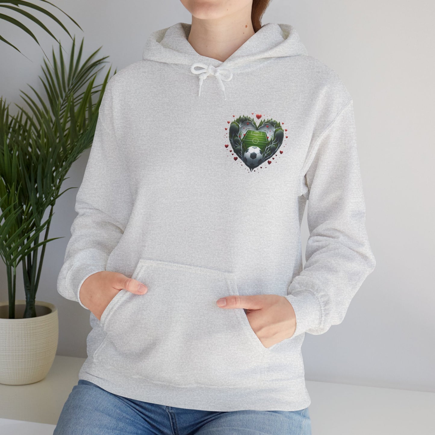Aesthetic Soccer Field Heart Hoodie | Cute Football Lover Sports Sweatshirt