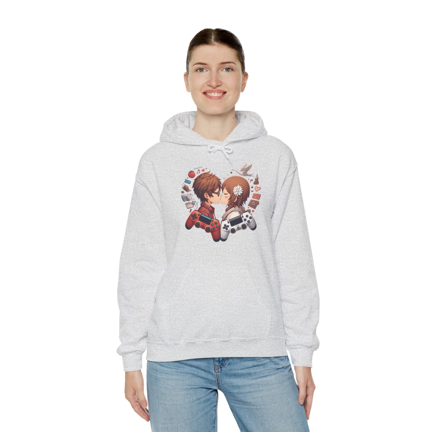Retro Cyberpunk Gaming Couple Hoodie | Kawaii Valentine's Day Gamer Gift
