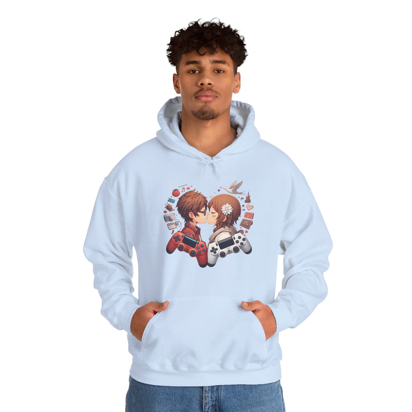 Retro Cyberpunk Gaming Couple Hoodie | Kawaii Valentine's Day Gamer Gift