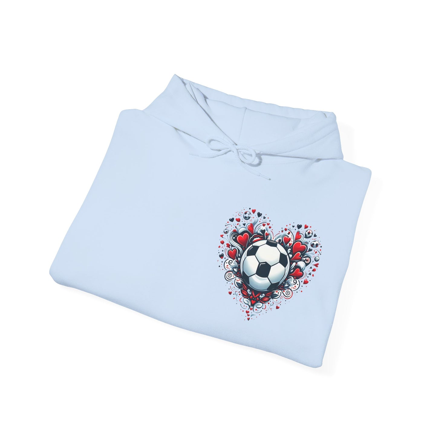 Love the Game Soccer Heart Hoodie | Minimalist Left-Chest Print | Soccer Mom & Fan Gift