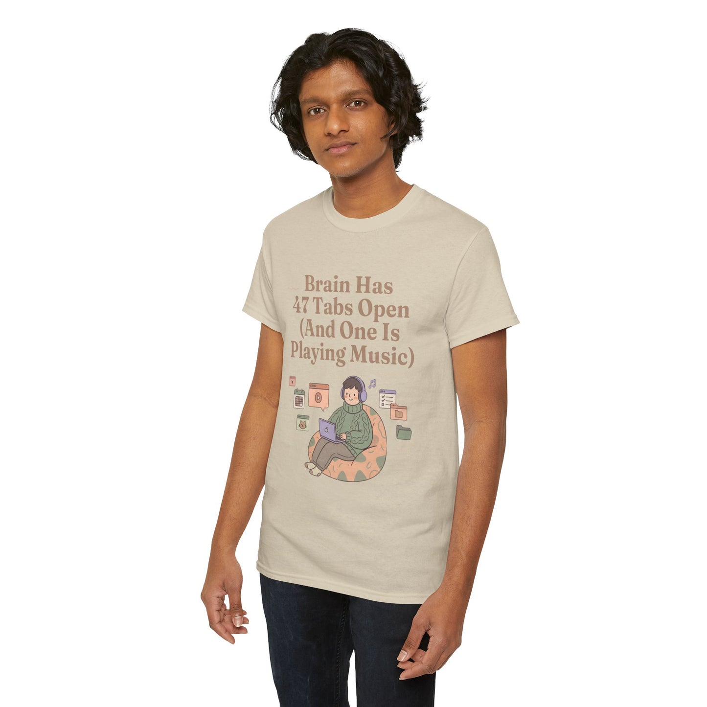 ADHD Lofi Aesthetic: 'Brain Has 47 Tabs Open (And One Is Playing Music)' Graphic Tee