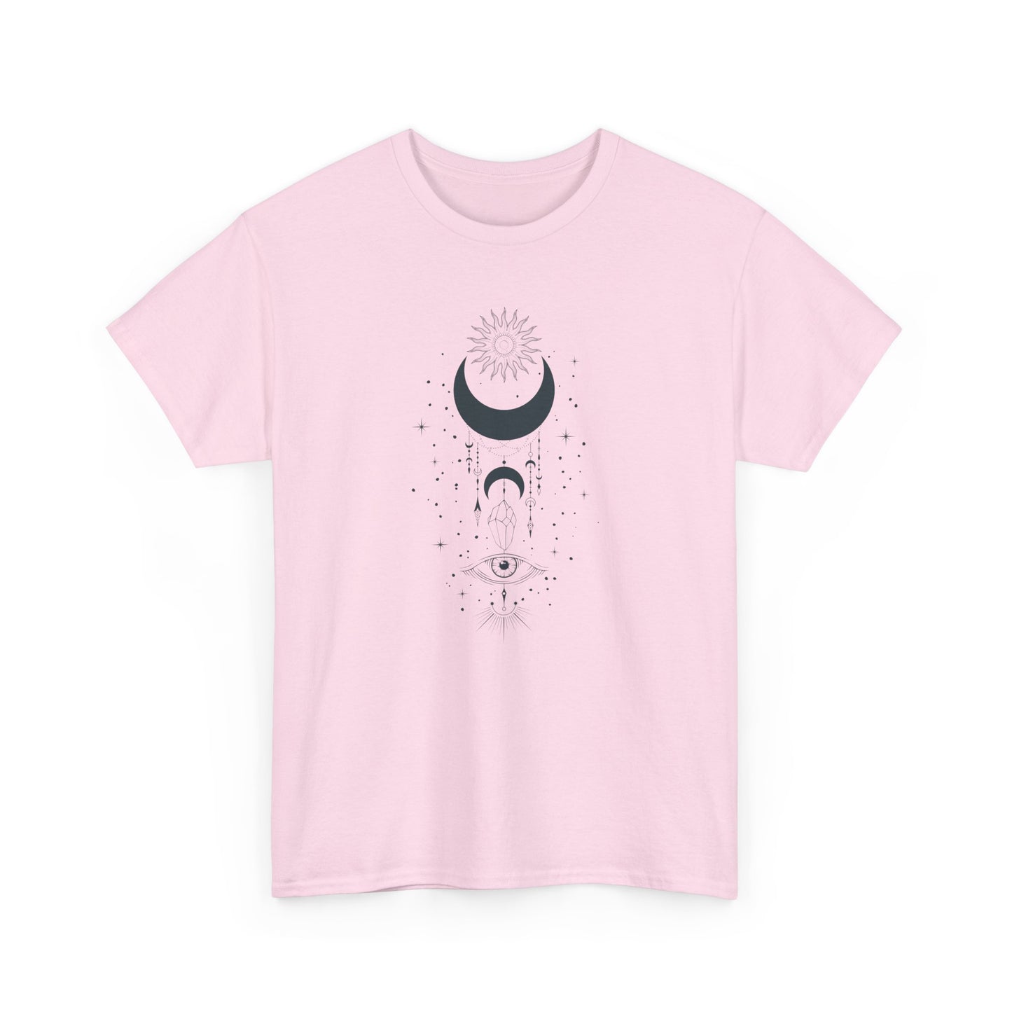Celestial Moon & Sun Shirt | Boho Mystical Line Art Tee | Spiritual Astrology Gift | Heavy Cotton Unisex Top | Witchy Yoga T-Shirt