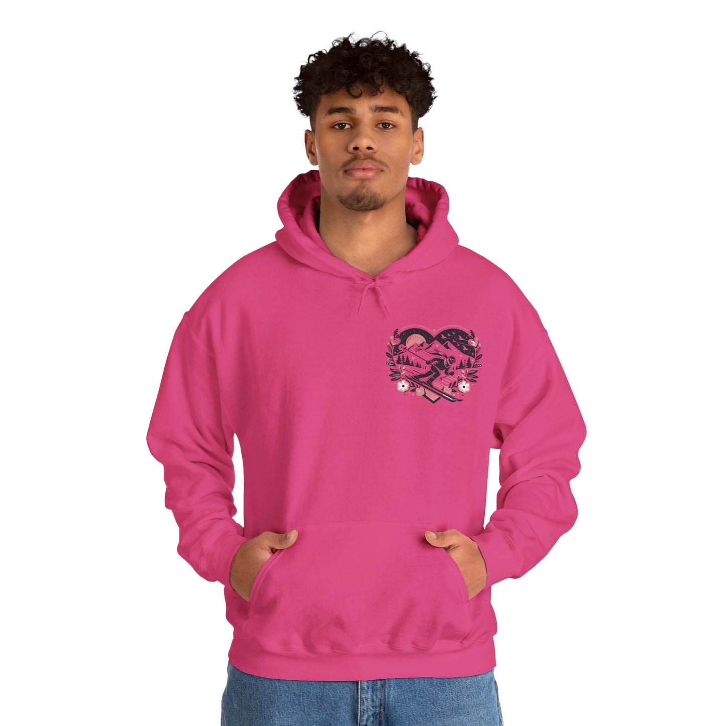 Love the Slopes" Skiing Hoodie | Mountain Heart Illustrated Sweatshirt | Après Ski & Winter Sports Gift