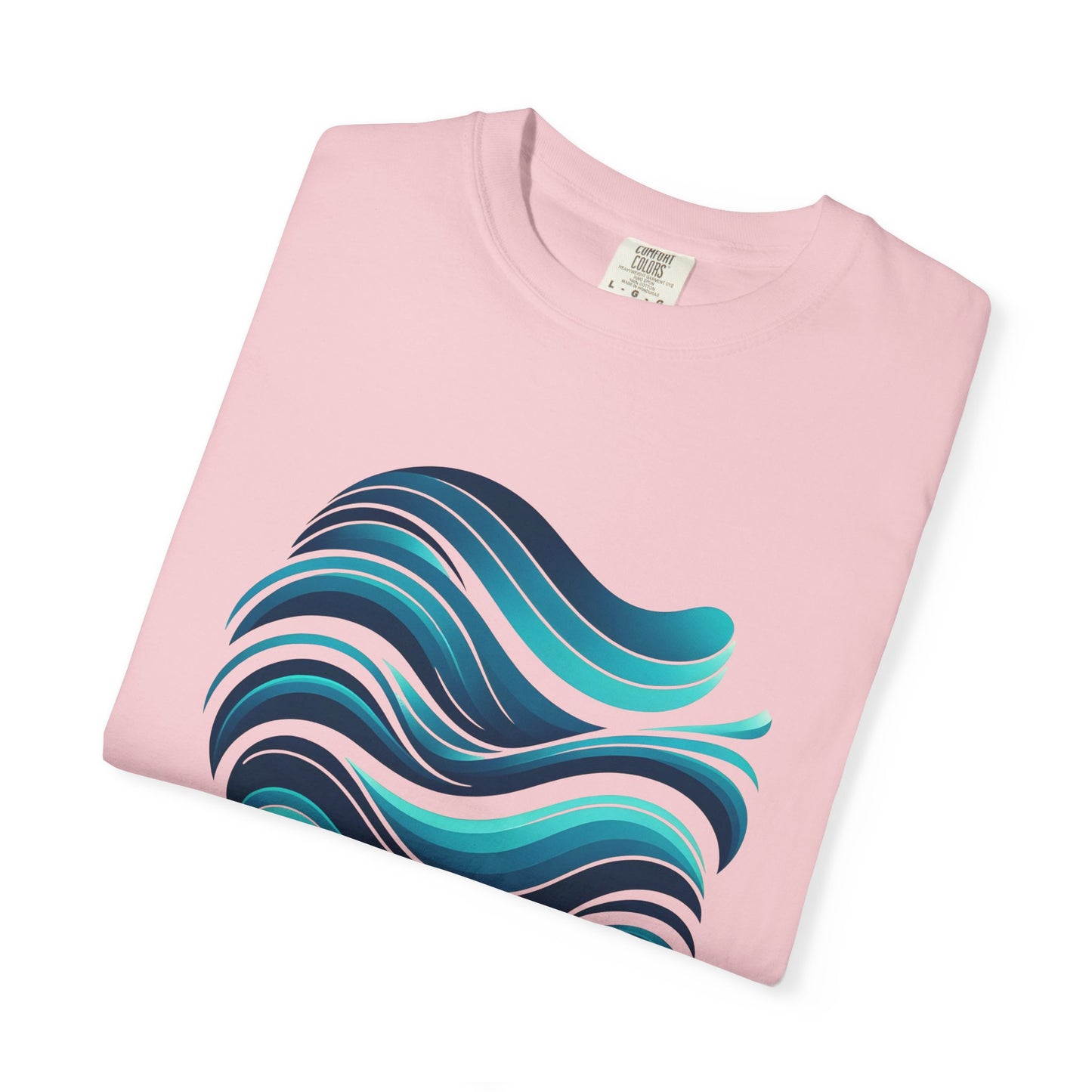 Abstract Ocean Wave T-Shirt  Modern Aqua Design   Artistic Sea Wave