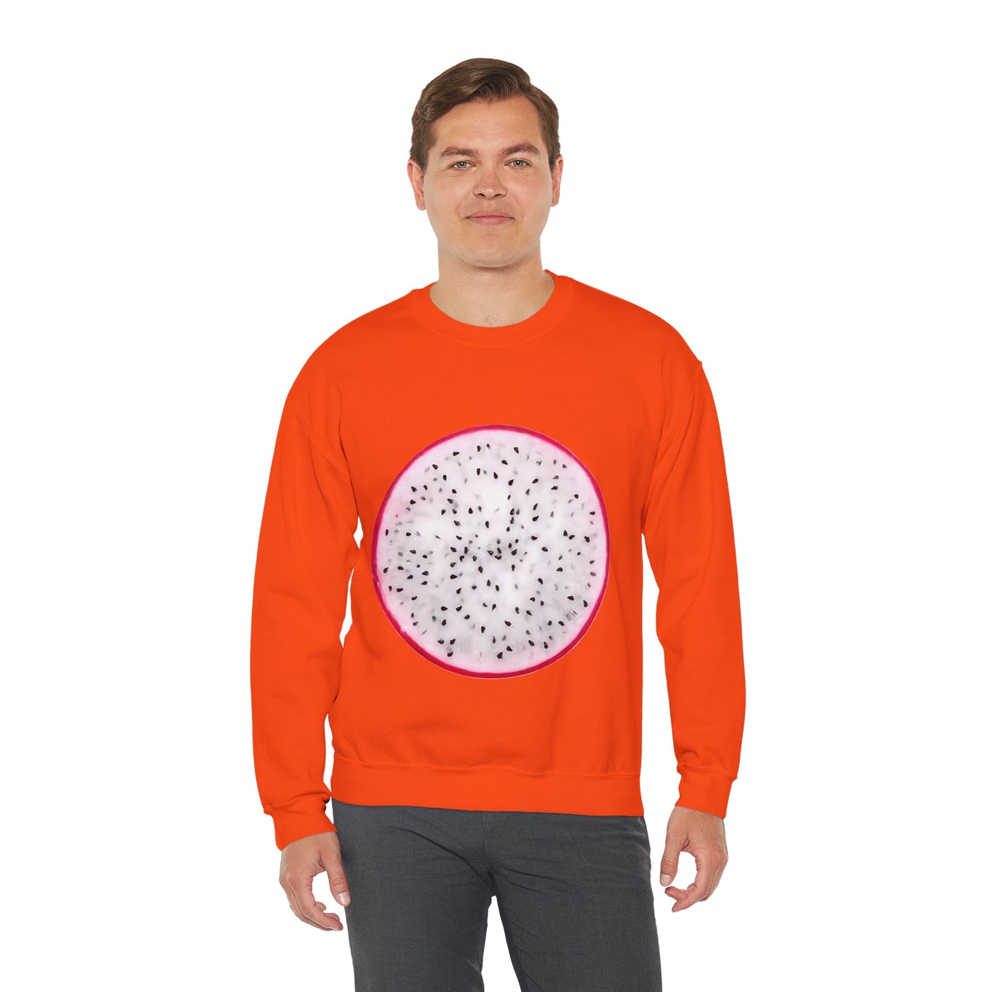 Dragon Fruit Slice Crewneck Sweatshirt | Aesthetic "Pitaya" Pullover | Funny Lazy Halloween Costume & Foodie Gif
