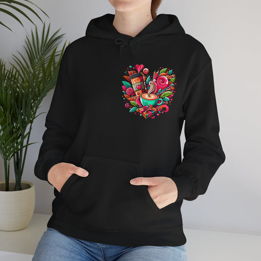 Urban Brew: Vibrant Graffiti Coffee Love Heart Hoodie