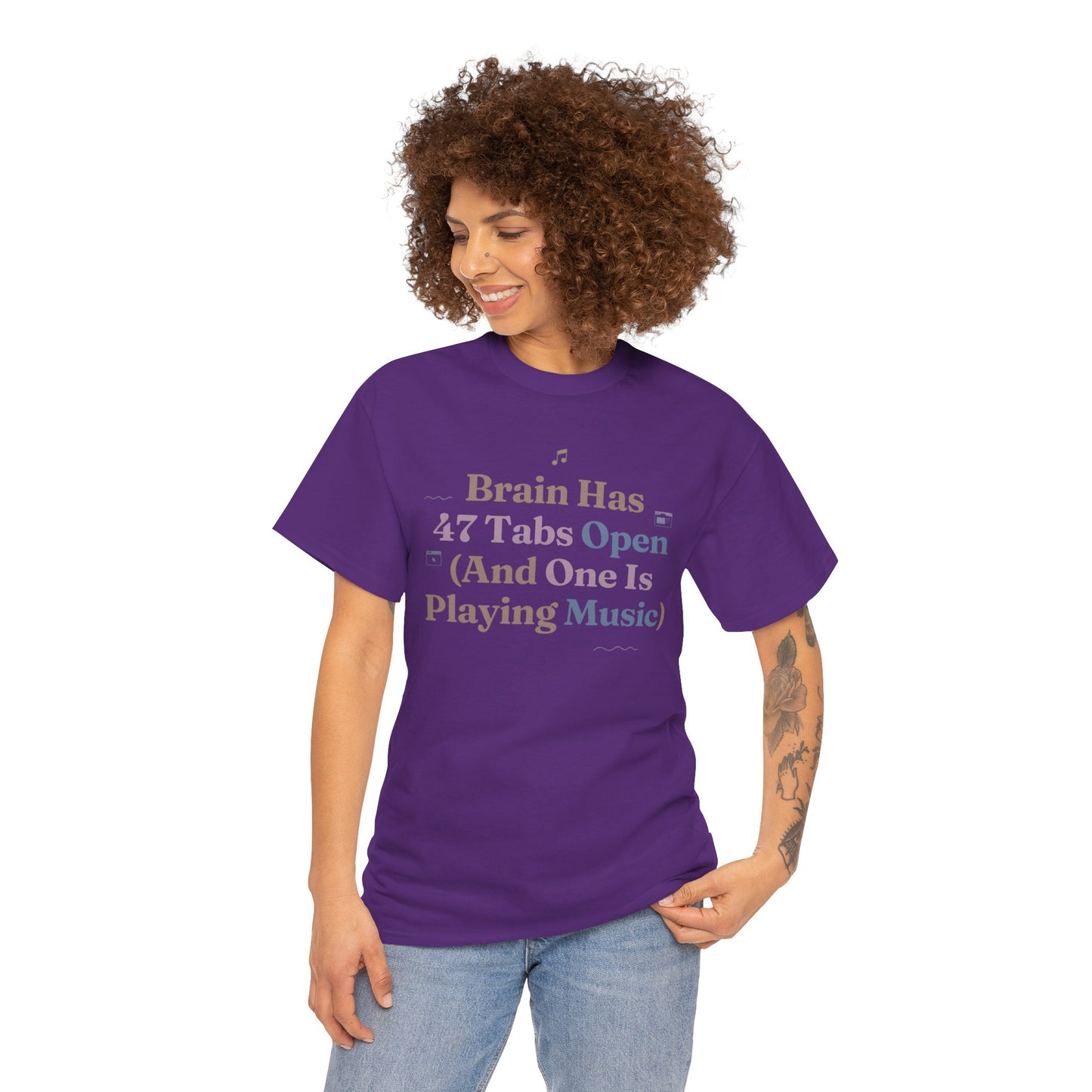 ADHD Lofi Aesthetic: 'Brain Has 47 Tabs Open (And One Is Playing Music)' Graphic Tee