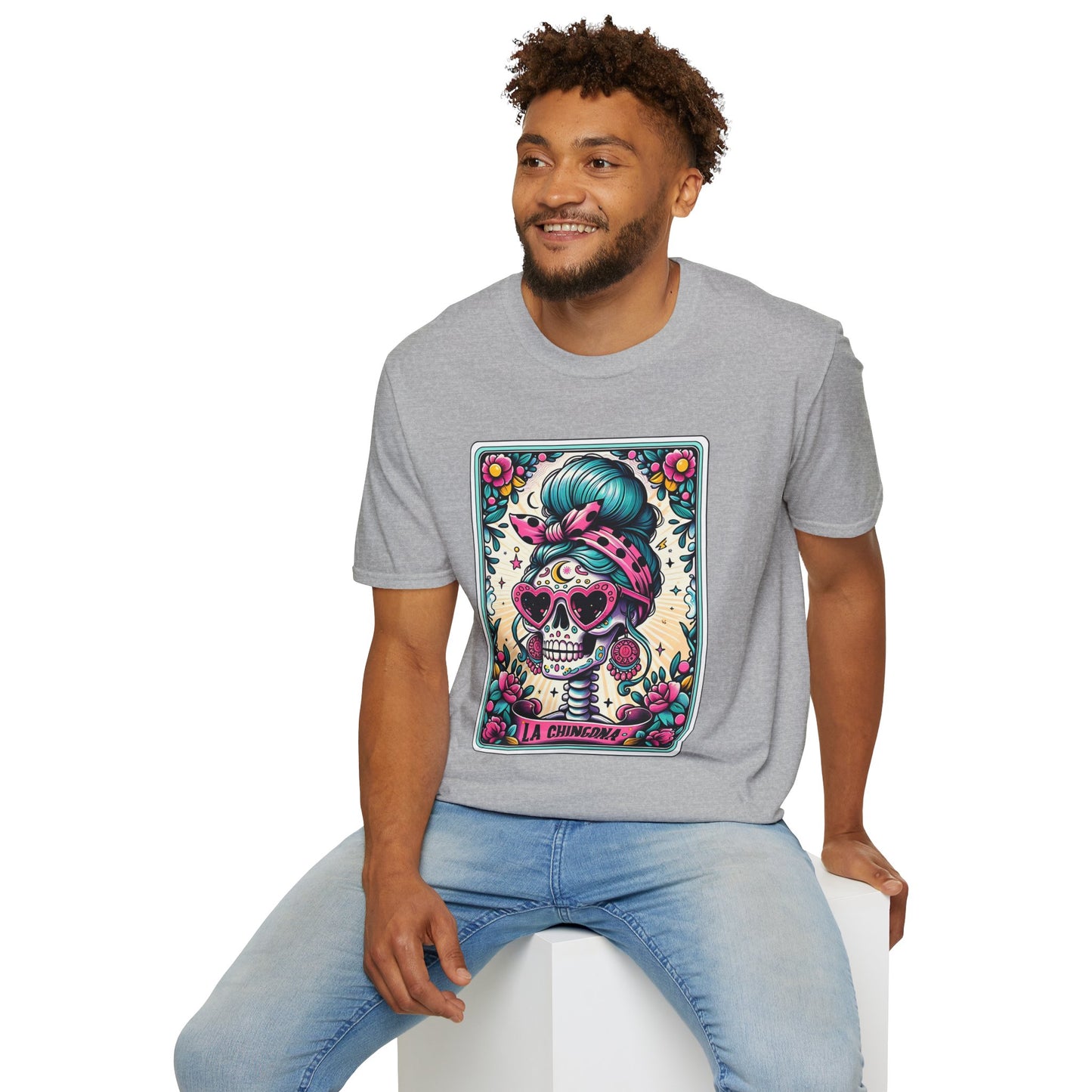 Vibrant Sugar Skull T-Shirt - Unique Spooky Halloween Apparel Inspired by Dia de los Muertos
