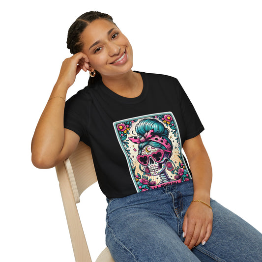 Vibrant Sugar Skull T-Shirt - Unique Spooky Halloween Apparel Inspired by Dia de los Muertos