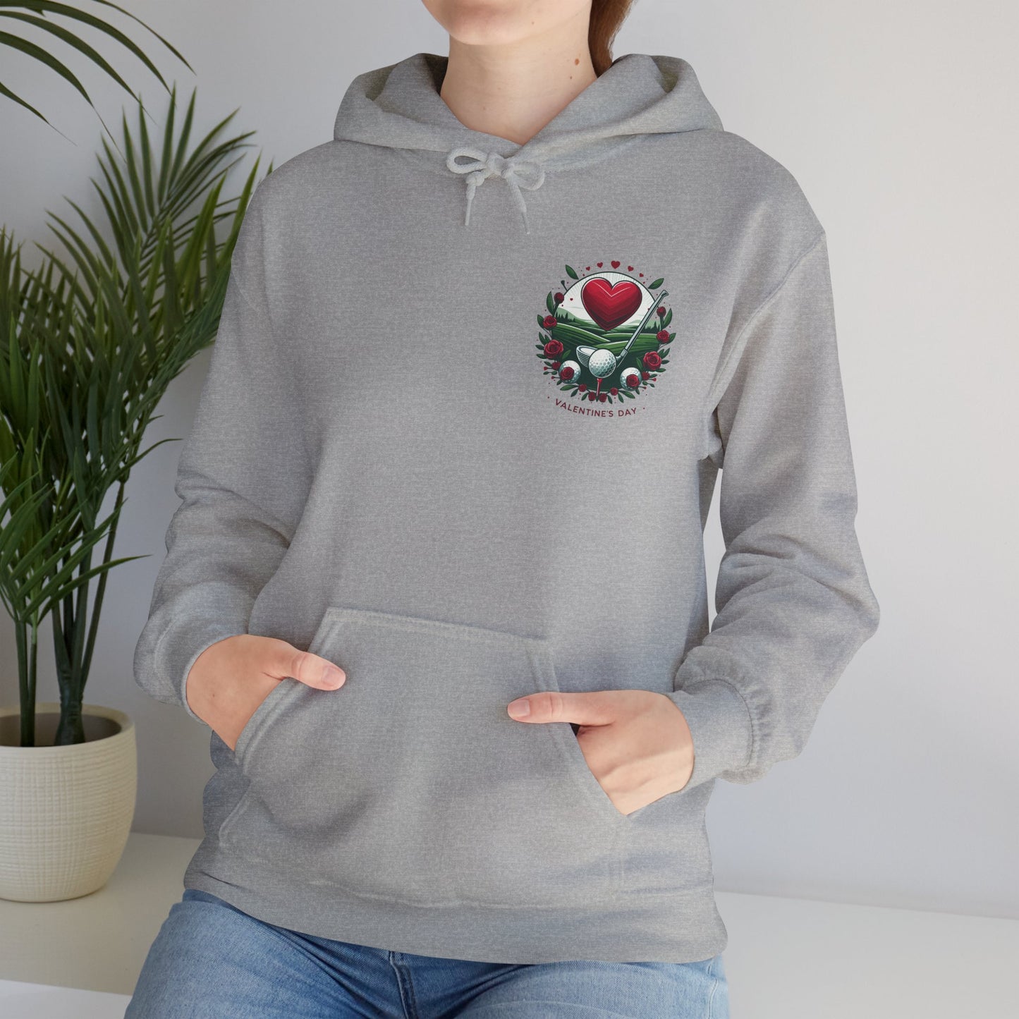 Viral Valentines Golf Heart Hoodie - Cute Roses & Golf Ball Graphic Unisex Sweatshirt - Unique Romantic Golfer Gift