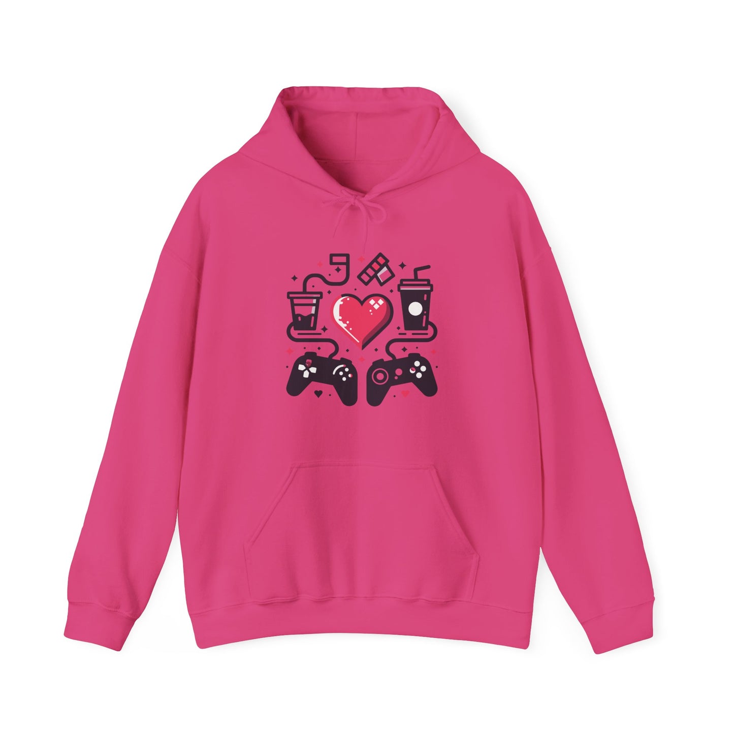 Viral Gamer Heart Life Hoodie - Retro Controllers Soda & Snacks Graphic Unisex Sweatshirt - Ultimate Gaming Gift