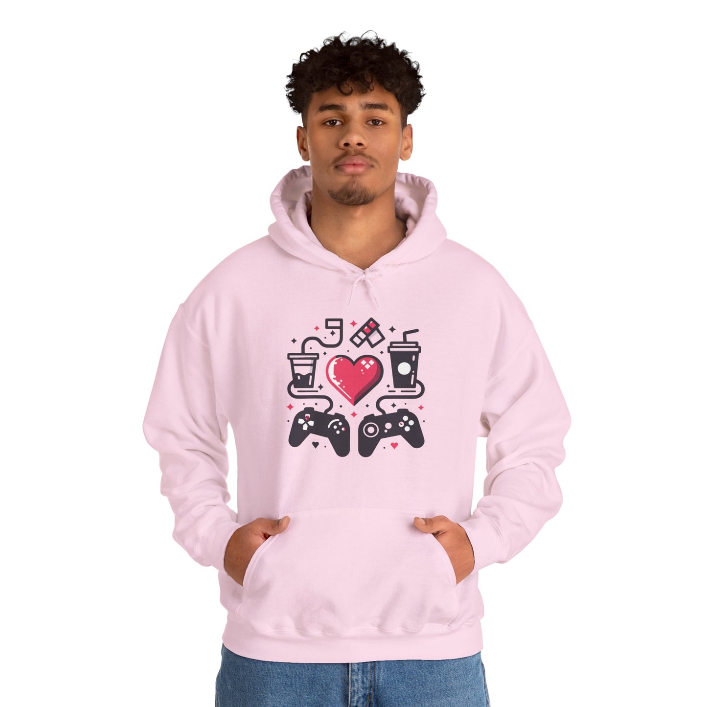 Viral Gamer Heart Life Hoodie - Retro Controllers Soda & Snacks Graphic Unisex Sweatshirt - Ultimate Gaming Gift