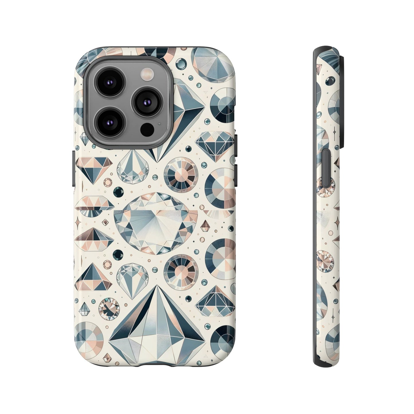 Diamond Pattern iPhone Case | Dual Layer Tough Cover | Luxury Gemstone Print | Glossy or Matte Finish | Shockproof Polycarbonate & TPU Shell