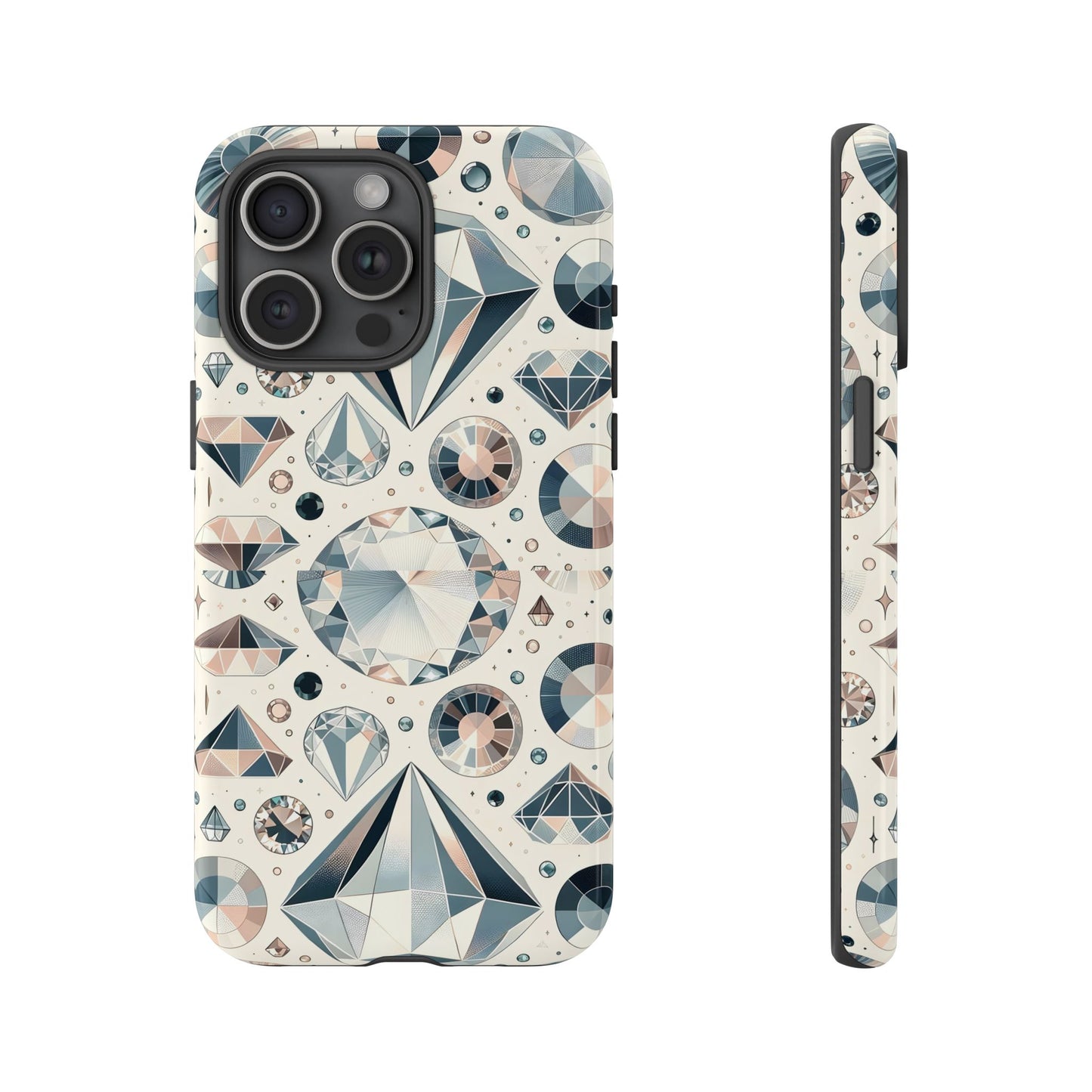 Diamond Pattern iPhone Case | Dual Layer Tough Cover | Luxury Gemstone Print | Glossy or Matte Finish | Shockproof Polycarbonate & TPU Shell