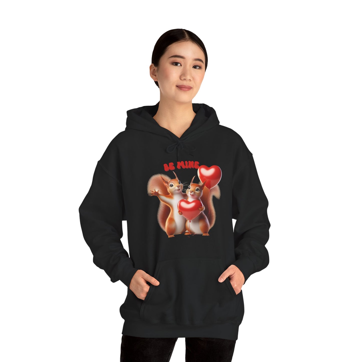 Nutty for You: "Be Mine" Squirrel Couple Love Heart Hoodie