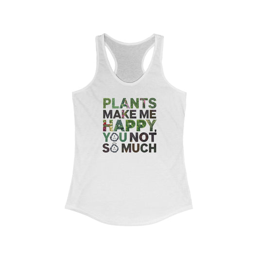 Women’s Tank Top - ‘Plants Make Me Happy’ Botanical Design