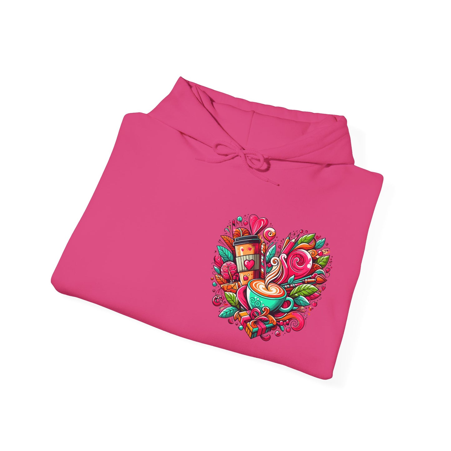 Urban Brew: Vibrant Graffiti Coffee Love Heart Hoodie