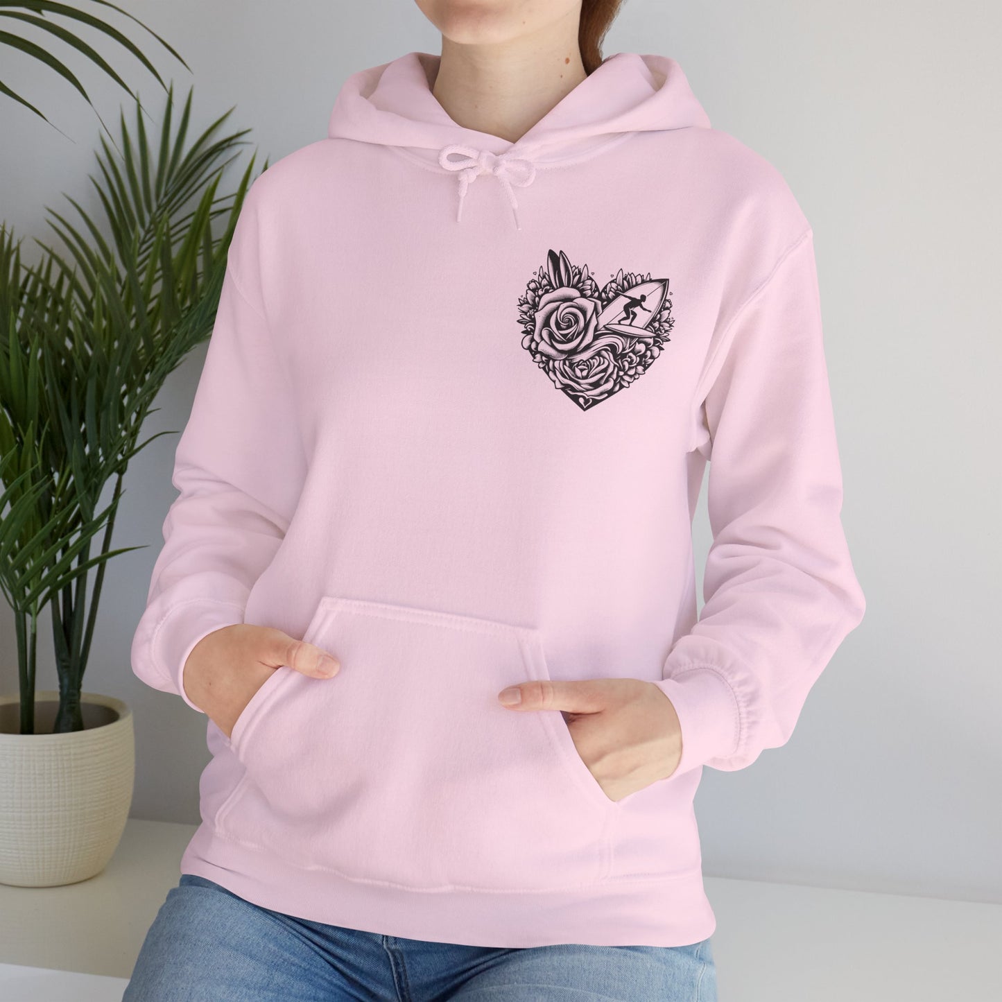 Viral Light Pink Fox Heart Hoodie - Cute Embroidered Animal Unisex Sweatshirt