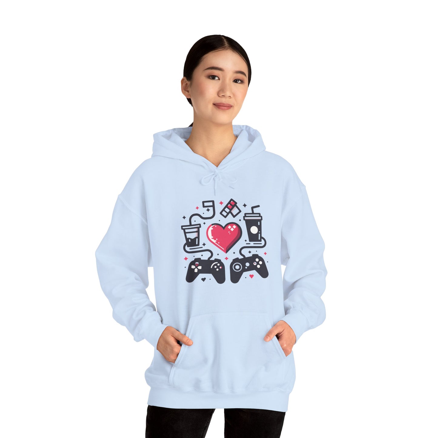 Viral Gamer Heart Life Hoodie - Retro Controllers Soda & Snacks Graphic Unisex Sweatshirt - Ultimate Gaming Gift