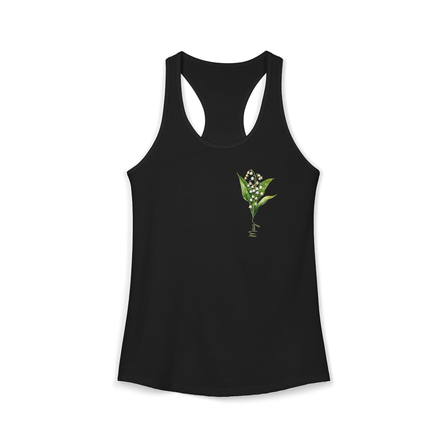 May Birth Flower Elegance – Lily of the Valley Women’s Racerback Tank