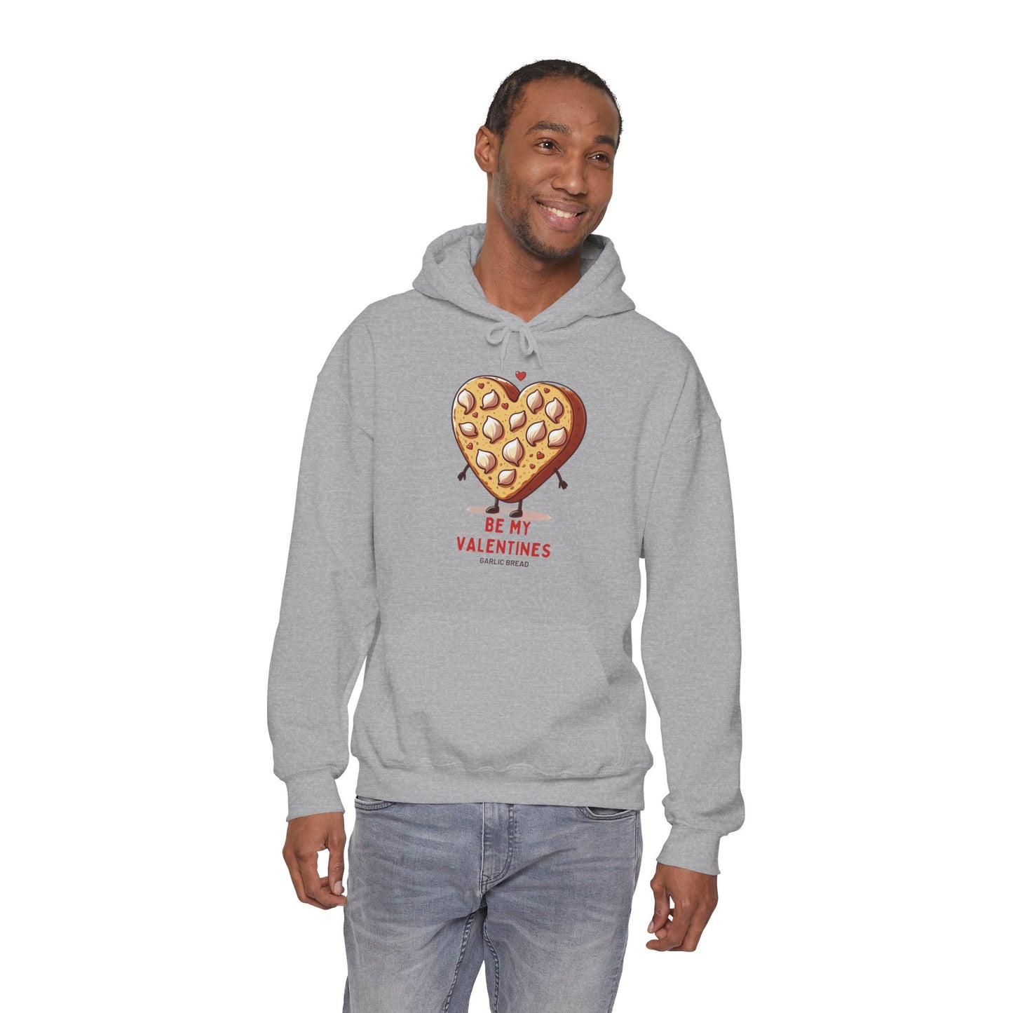 Garlic Bread Heart Hoodie Be My Valentines Unisex Sweatshirt - Funny Foodie Gift