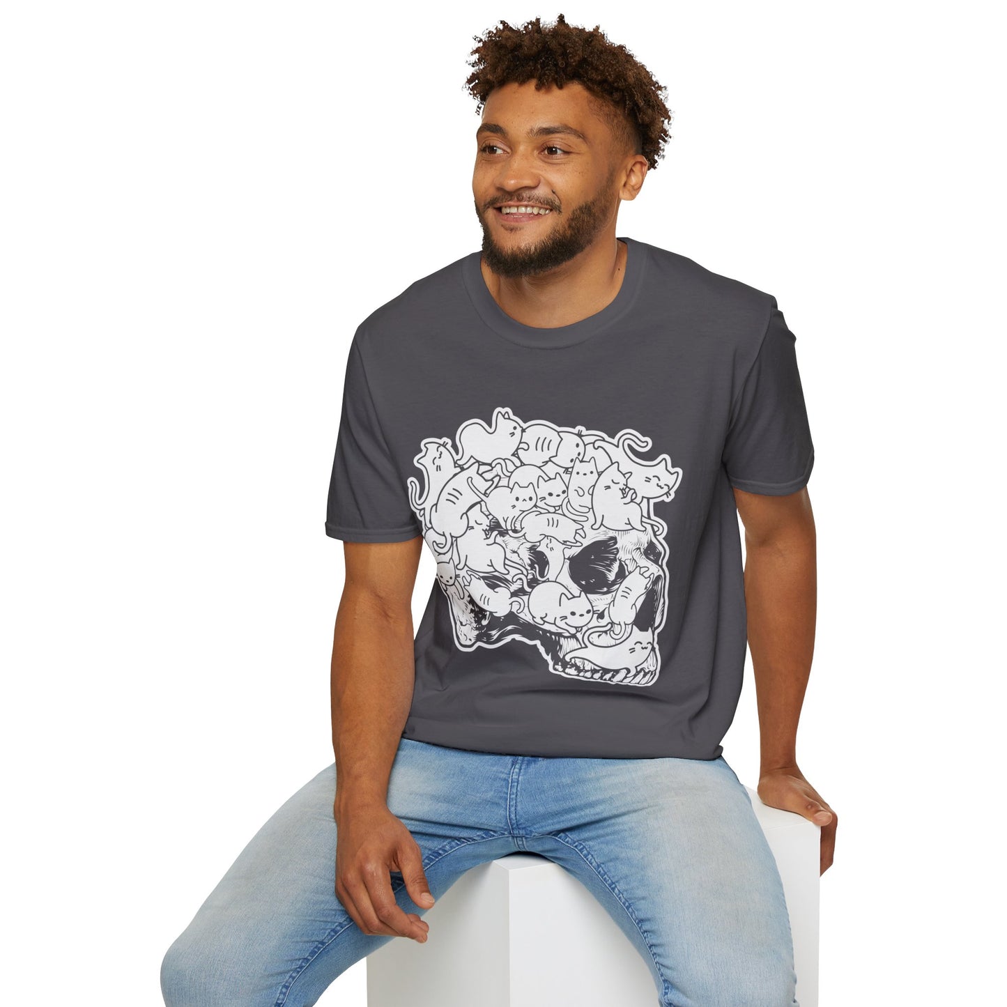 Spooky Feline Fun - Halloween Skull & Cats T-Shirt | Unique October Apparel