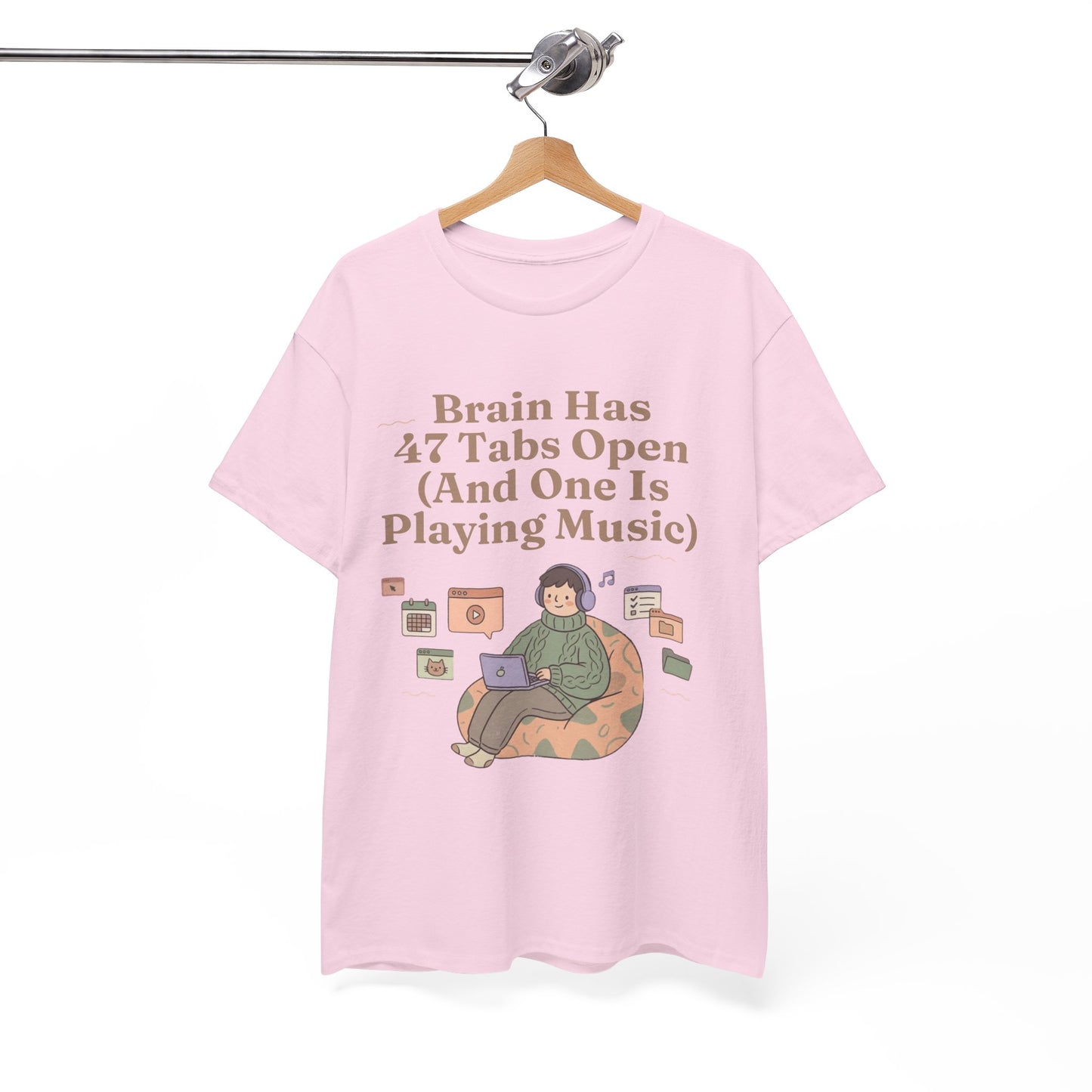 ADHD Lofi Aesthetic: 'Brain Has 47 Tabs Open (And One Is Playing Music)' Graphic Tee