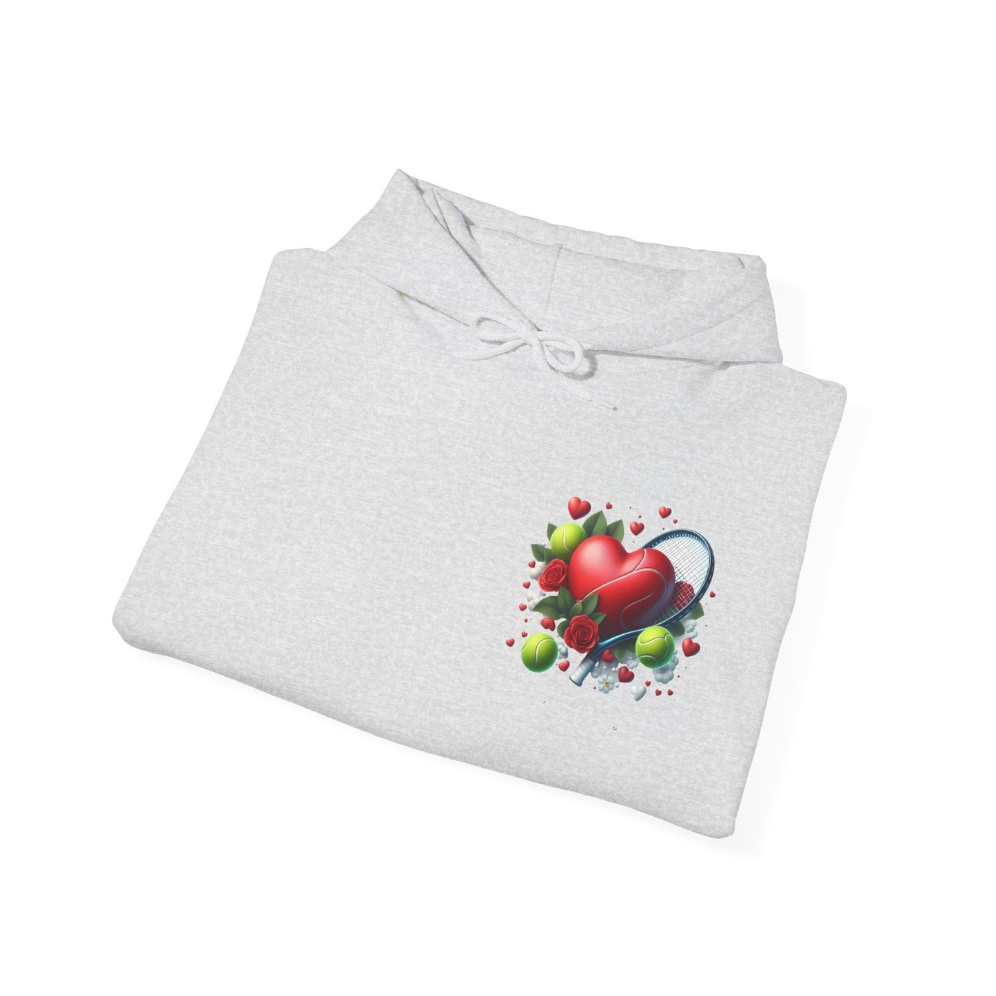 Tennis Love Hoodie: Heart Racquet Roses Balls Unisex Sweatshirt
