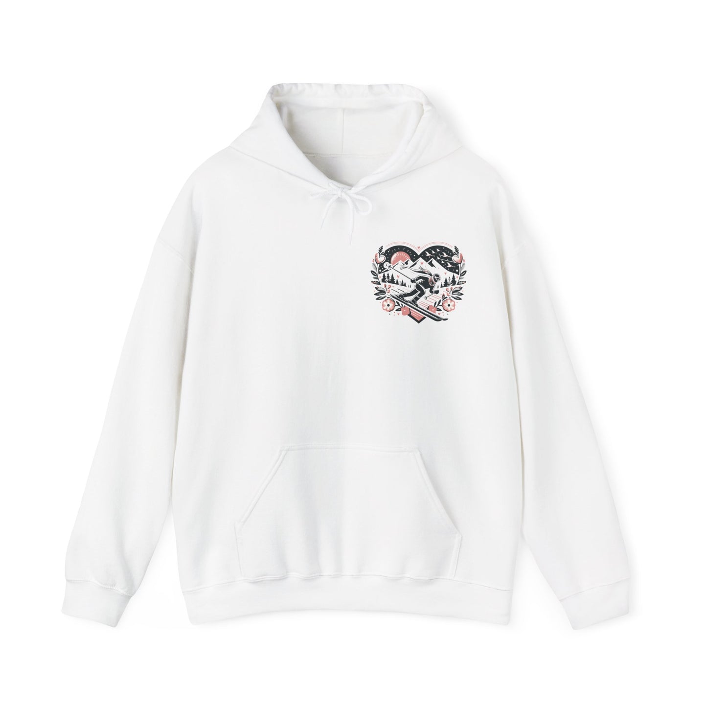 Love the Slopes" Skiing Hoodie | Mountain Heart Illustrated Sweatshirt | Après Ski & Winter Sports Gift