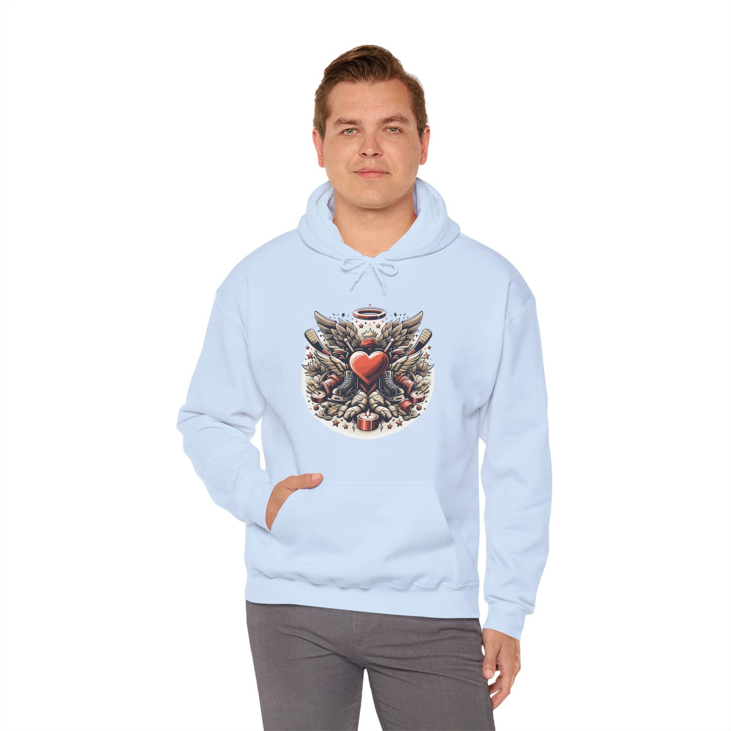 Hockey Heart & Angel Wings Hoodie | Edgy "Love the Game" Sweatshirt | Unique Sports Valentine's Gift