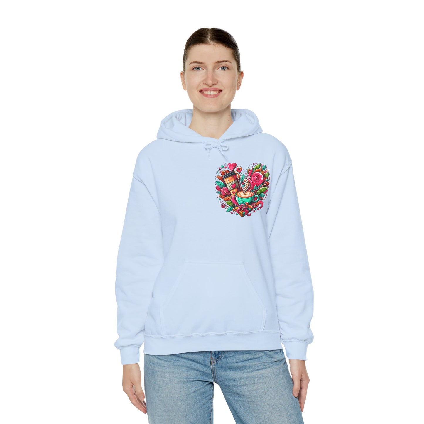 Urban Brew: Vibrant Graffiti Coffee Love Heart Hoodie