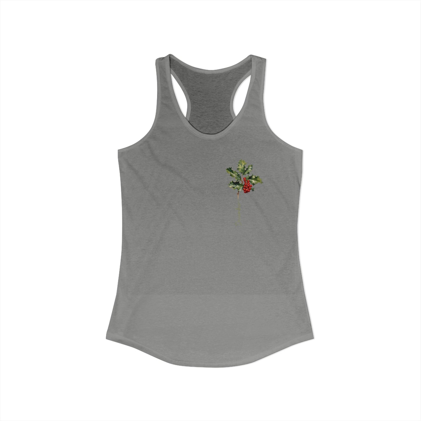 December Birth Flower Holly Racerback – Minimal Botanical Tank for Winter Queens