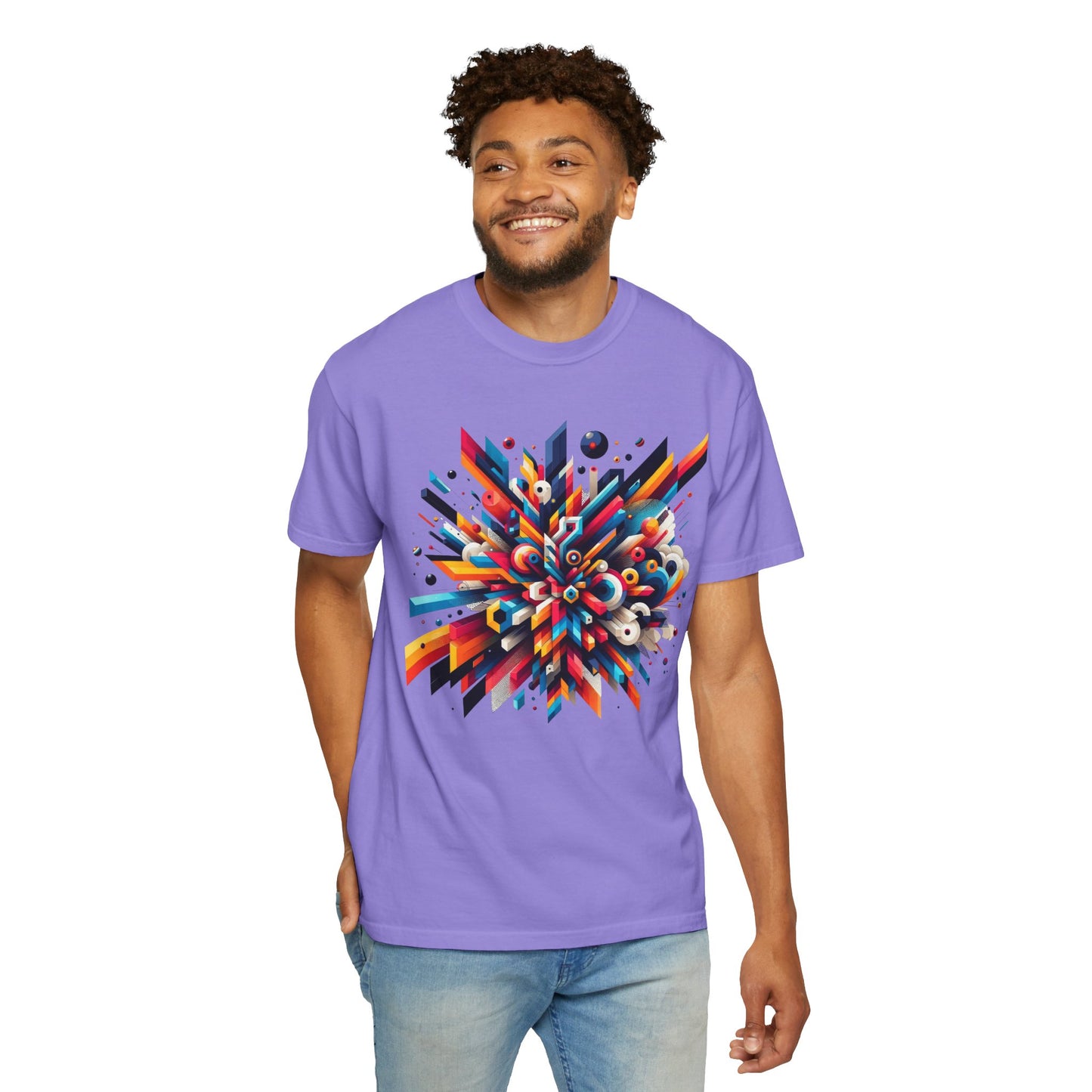 Abstract Art Energy Shirt | Comfort Colors 1717 | Vibrant Geometric Explosion Tee | Soft Washed Garment Dyed Cotton | Artistic Streetwear