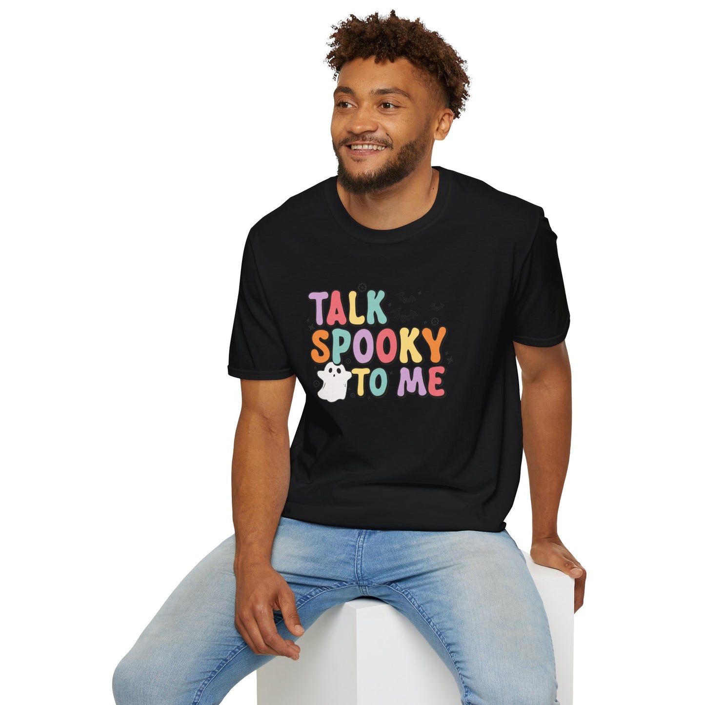 Talk Spooky To Me – Cute Pastel Ghost Halloween T‑Shirt for Spooky Season Lovers