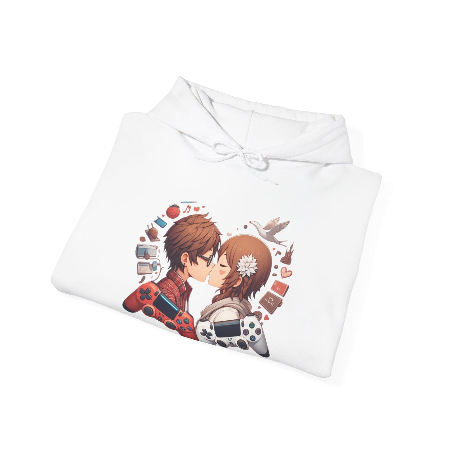 Retro Cyberpunk Gaming Couple Hoodie | Kawaii Valentine's Day Gamer Gift