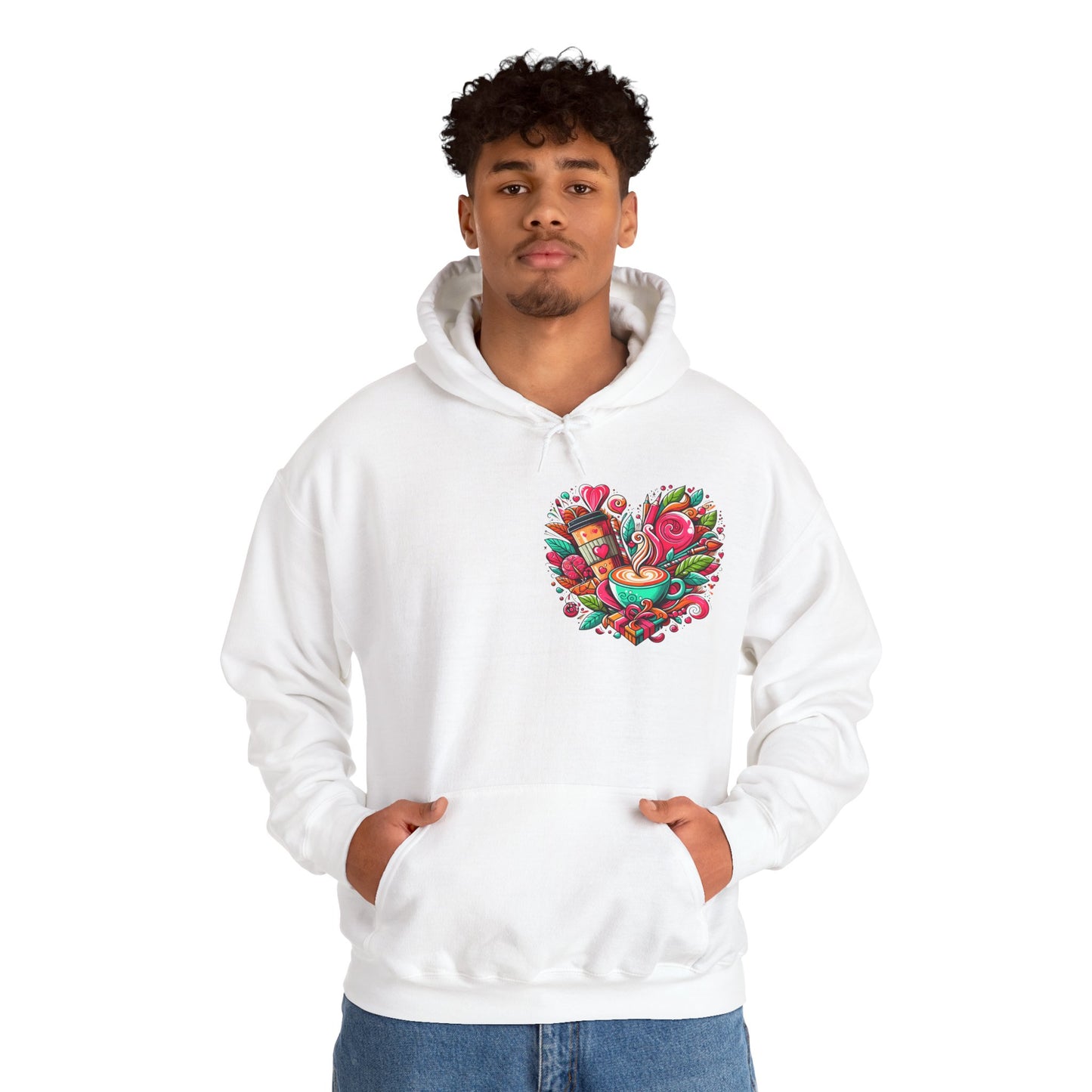Urban Brew: Vibrant Graffiti Coffee Love Heart Hoodie