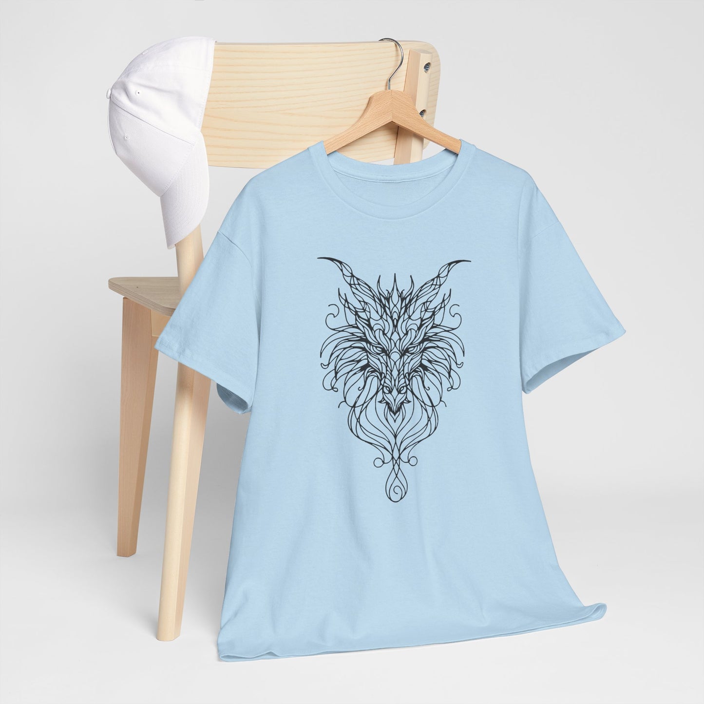 Dragon Line Art Shirt | Mythical Creature Sketch Tee | Minimalist Tattoo Style Top | Intricate Fantasy Art Gift | Unisex White T-Shirt