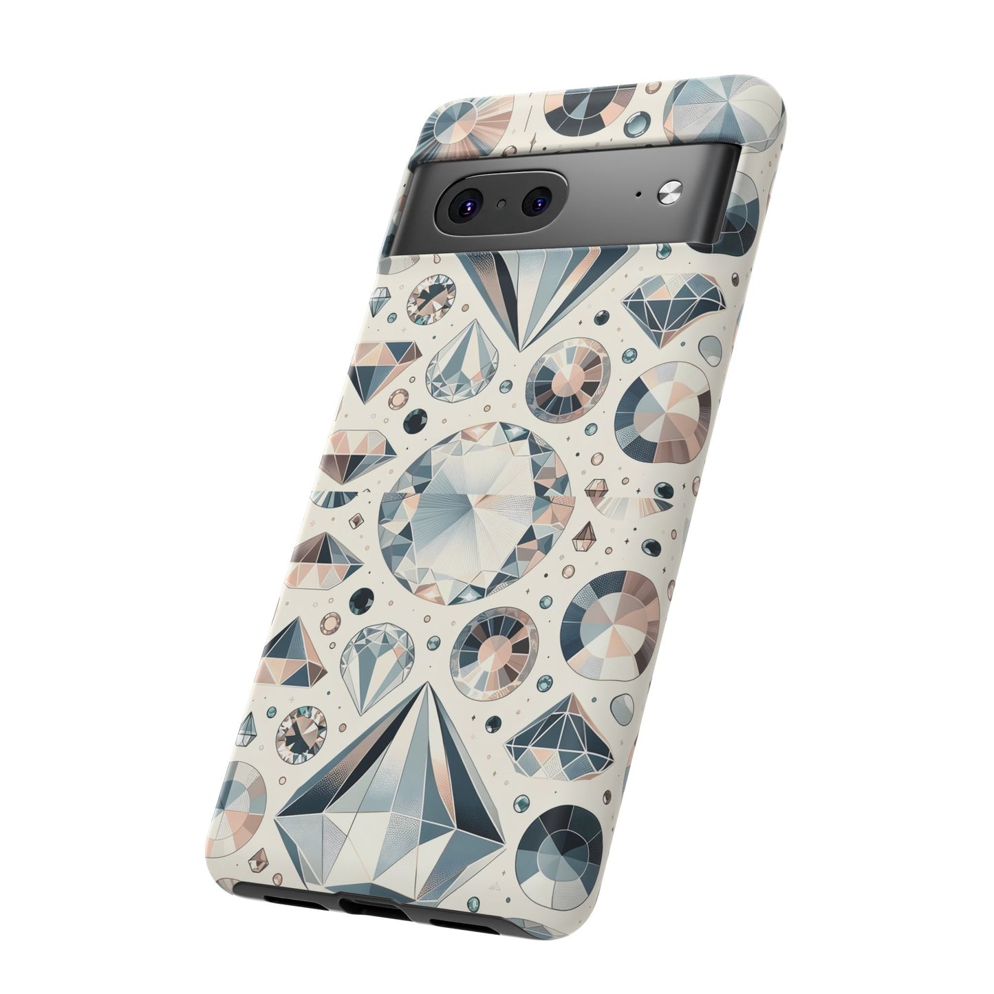 Diamond Pattern iPhone Case | Dual Layer Tough Cover | Luxury Gemstone Print | Glossy or Matte Finish | Shockproof Polycarbonate & TPU Shell