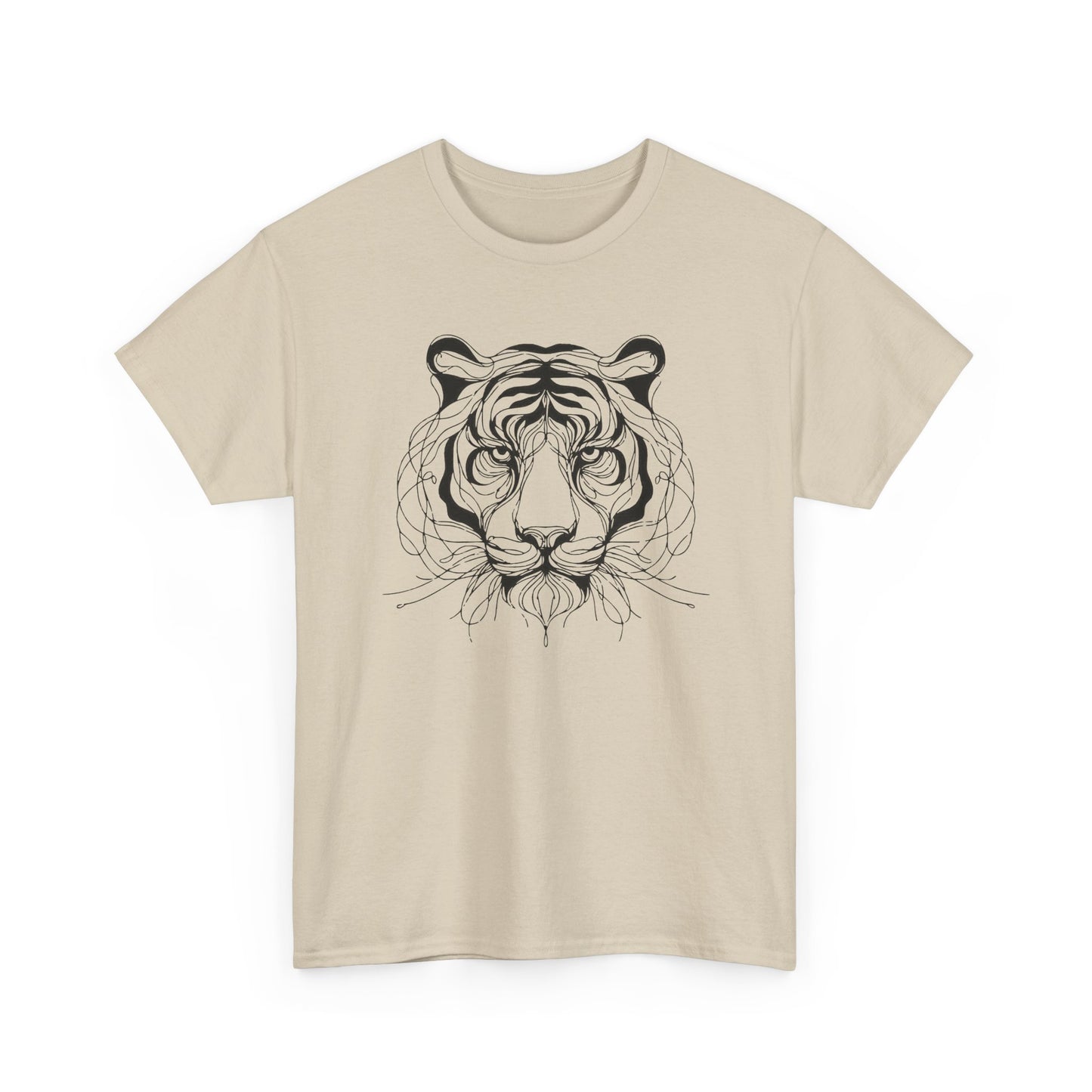 Tiger Line Art Shirt | Wild Animal Sketch Tee | Minimalist Big Cat Face Top | Heavy Cotton 100% Cotton Gift | Unisex Graphic T-Shirt
