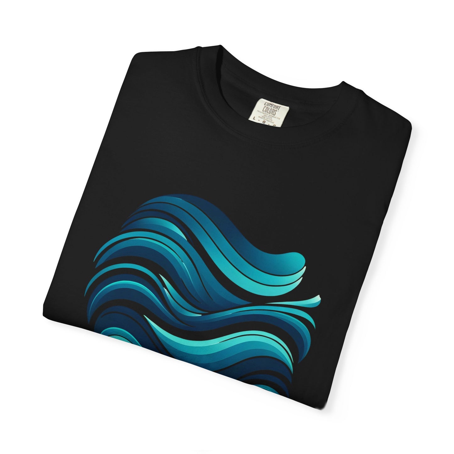Abstract Ocean Wave T-Shirt  Modern Aqua Design   Artistic Sea Wave